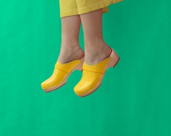 VERKA Clogs | Swedish Wooden Clogs for Women | Ledig | Women Low Heel Shoes | Leather Clogs | Sunshine