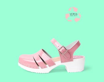 40% OFF VERKA Zero Waste | Swedish Comfort Clogs for Women | Livlig | Women Low Heel Shoes | Professional leather clogs | Blush