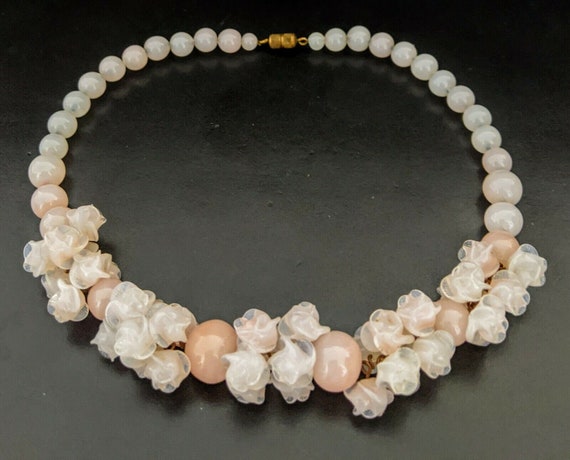 Louis ROUSSELET Paris, COLLIER vintage 50s, pink g