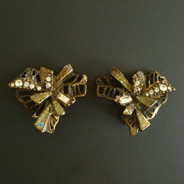 CHRISTIAN LACROIX, Clip Earrings, signed, Bronze, Vintage 1990