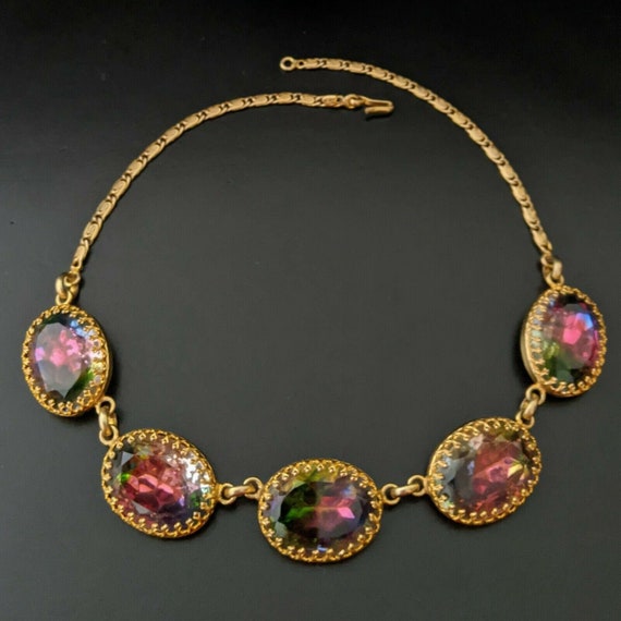 SCHIAPARELLI, COLLIER Vintage, Watermelon strass N