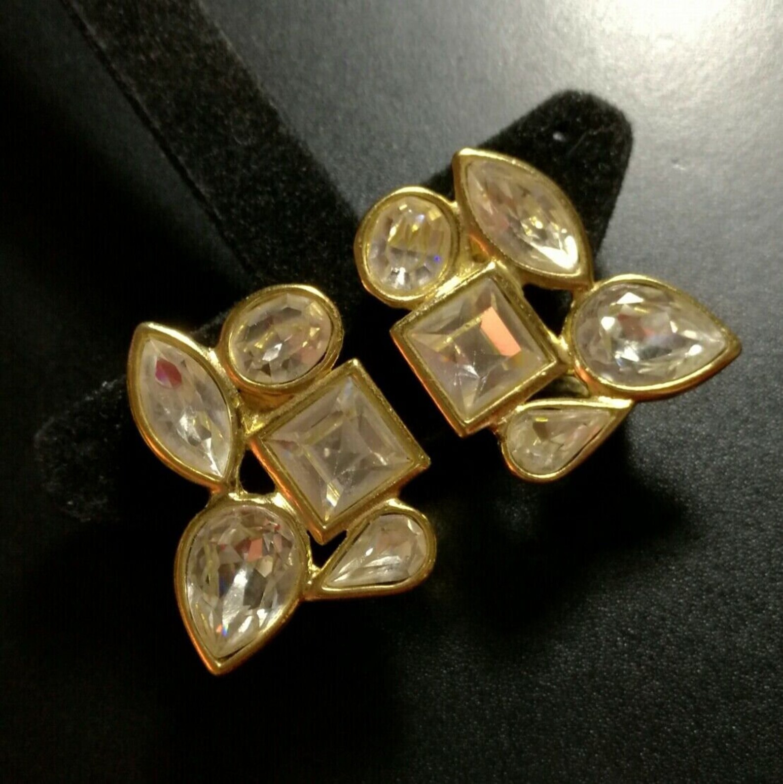 Boucles D'oreilles Yves Saint Laurent YSL Vintage - Collection Arty - Clips Dorés - Occasion