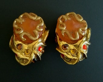 JACKY DE G , XXL Boucles d'oreilles Clips, Earrings Vintage