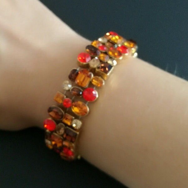 UNE LIGNE Paris, Bracelet Vintage créateur, strass multicolores en verre