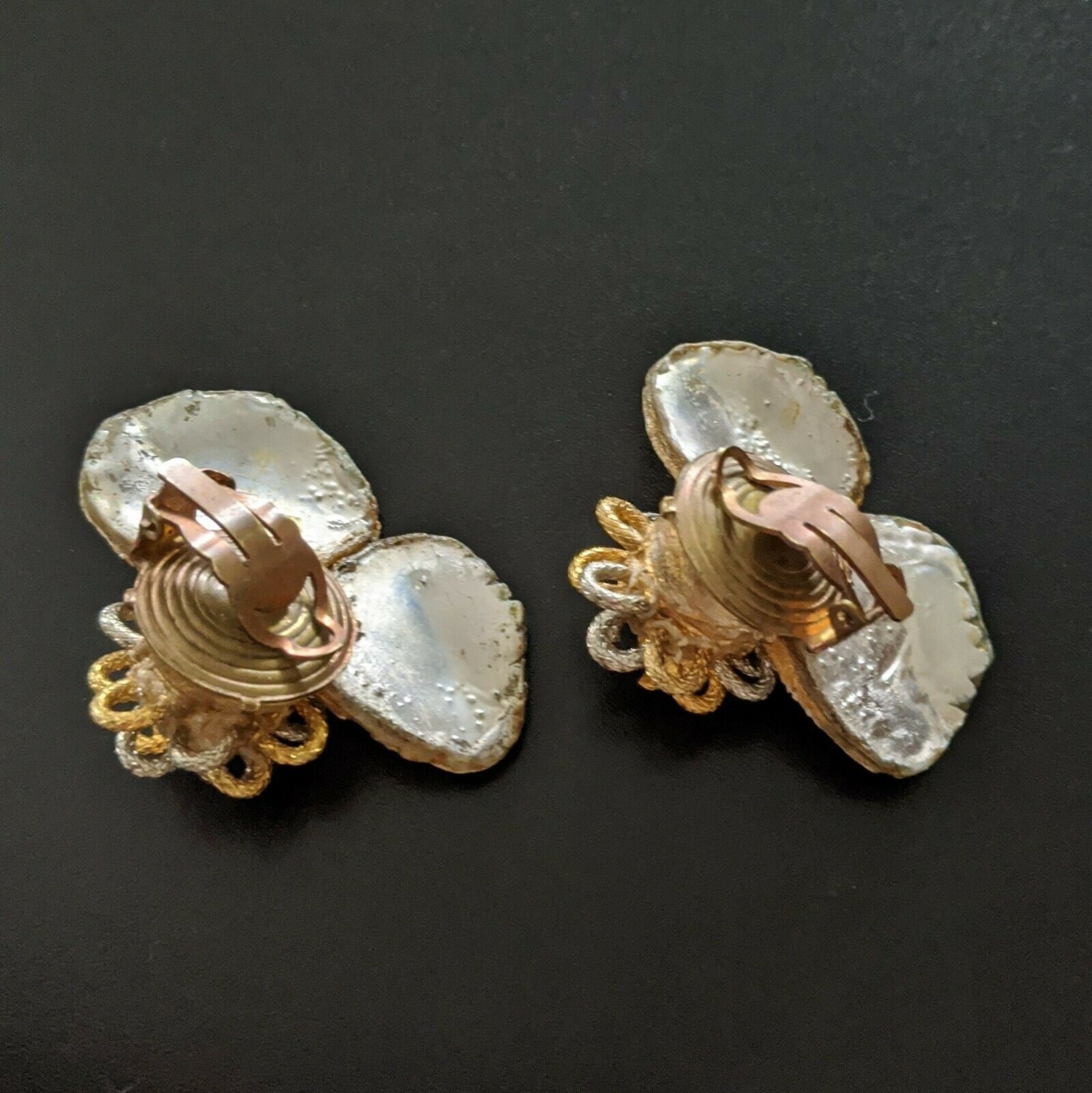 Boucles D'oreilles Vintage Monique Vedié - Talosel Années 50, élève De Line Vautrin