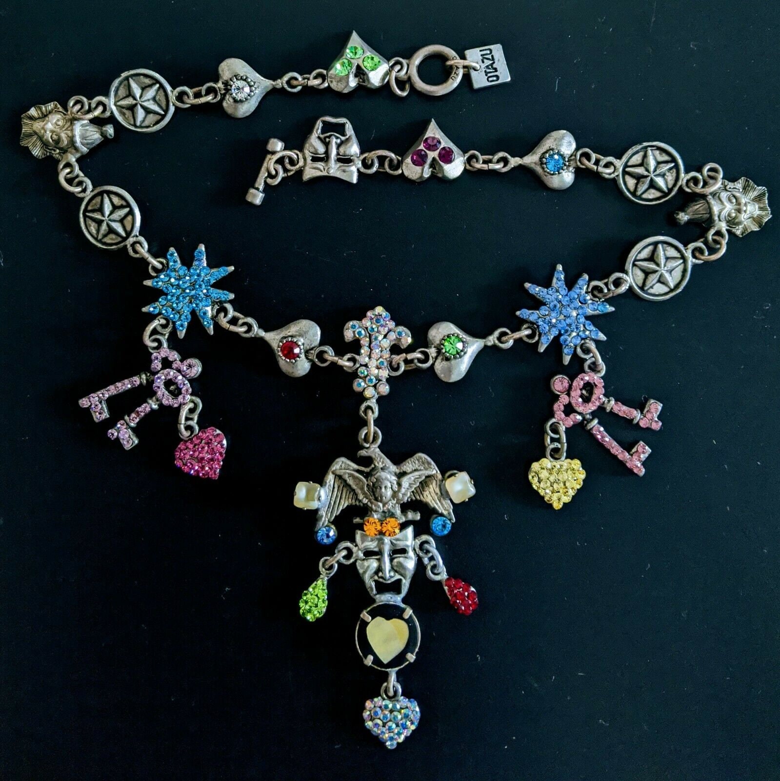 Rodrigo OTAZU Vintage NECKLACE Swarovski Crystal Stars Crown Necklace VENICE Collection