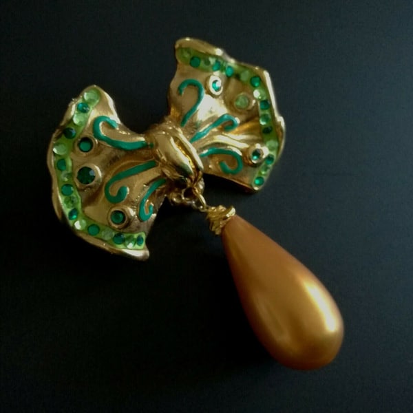 Jacky de G Paris, Vintage Grande Broche, golden resin, couture, brooch