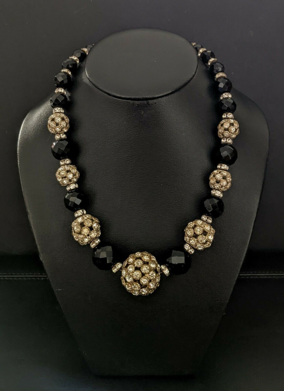 Collier Ras De Cou Vintage Françoise Montague Années 1950 - Perles Pâte De Verre Rose - N°10