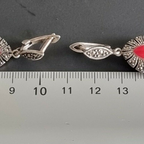 Shops Vintage Earrings, solid silver, marcassites and stones, Earrings