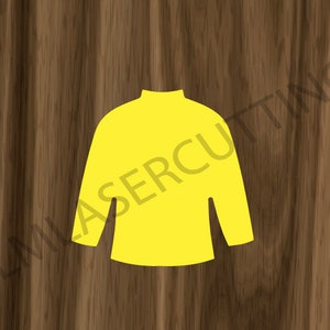 May include: A yellow sweater with a turtleneck.