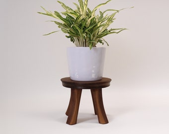 7.75 Inch Round Indoor Plant Stand 6.25 Inches Tall | Handmade from Black Walnut | Decorative Riser | Home Decor | Made in New Hampshire