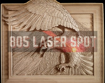 Digital Design File - Eagle In Flight - Glowforge - Laser Ready - Engrave - SVG - 10" x 11" - Wood Engraving - 3D Illusion