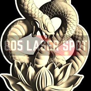 Arquivo de Design Digital - Cascavel com Flor - Glowforge - Pronto para Laser - Gravar - SVG - 10" x 6" - Gravura em Madeira - Ilusão 3D