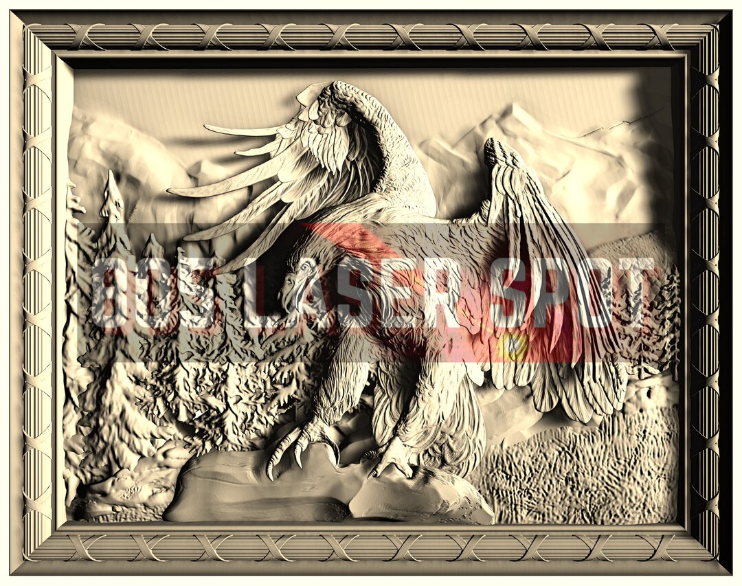 Digital Design File - Eagle Framed - Glowforge - Laser Ready - Engrave ...