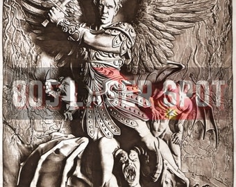 Digital Design File - Archangel Michael - Glowforge - Laser Ready - Engrave - SVG - 10" x 6.6" - Wood Engraving - 3D Illusion