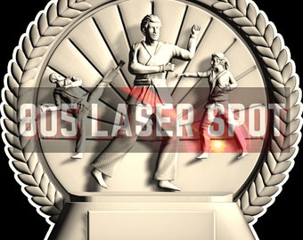 Digital Design File - Martial Arts Award - Glowforge - Laser Ready - Engrave - SVG - 10" x 10.5" - Wood Engraving - 3D Illusion