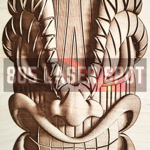 Digitale Design Datei - Tiki Maske 4 - Glowforge - Laser Ready - Gravur - SVG - 10"x 5.2" - Holzgravur - 3D Illusion