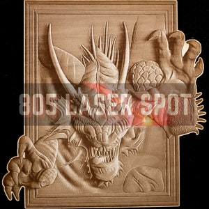 Digital Design File - Dragon Framed - Glowforge - Laser Ready - Engrave - SVG - 10&quot; x 10&quot; - Wood Engraving - 3D Illusion