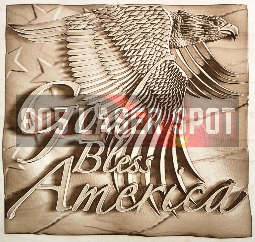 Digital Design File - Eagle God Bless America - Glowforge - Laser Ready ...