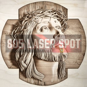Digital Design File - Jesus Crown Of Thorns - Glowforge - Laser Ready - Engrave - SVG - 10" x 10" - Wood Engraving - 3D Illusion