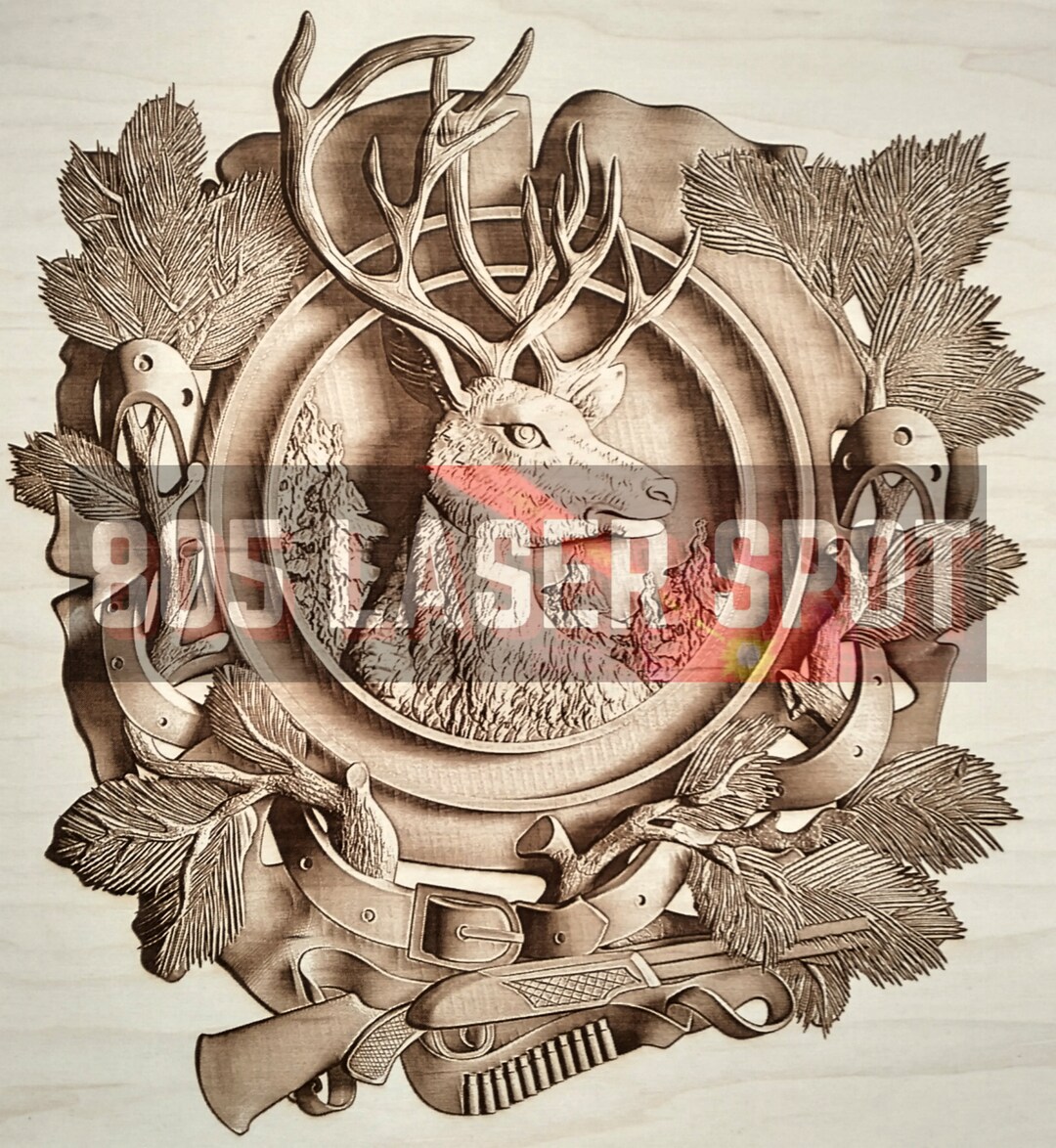 Digital Design File - Deer Hunt Plaque - Glowforge - Laser Ready ...