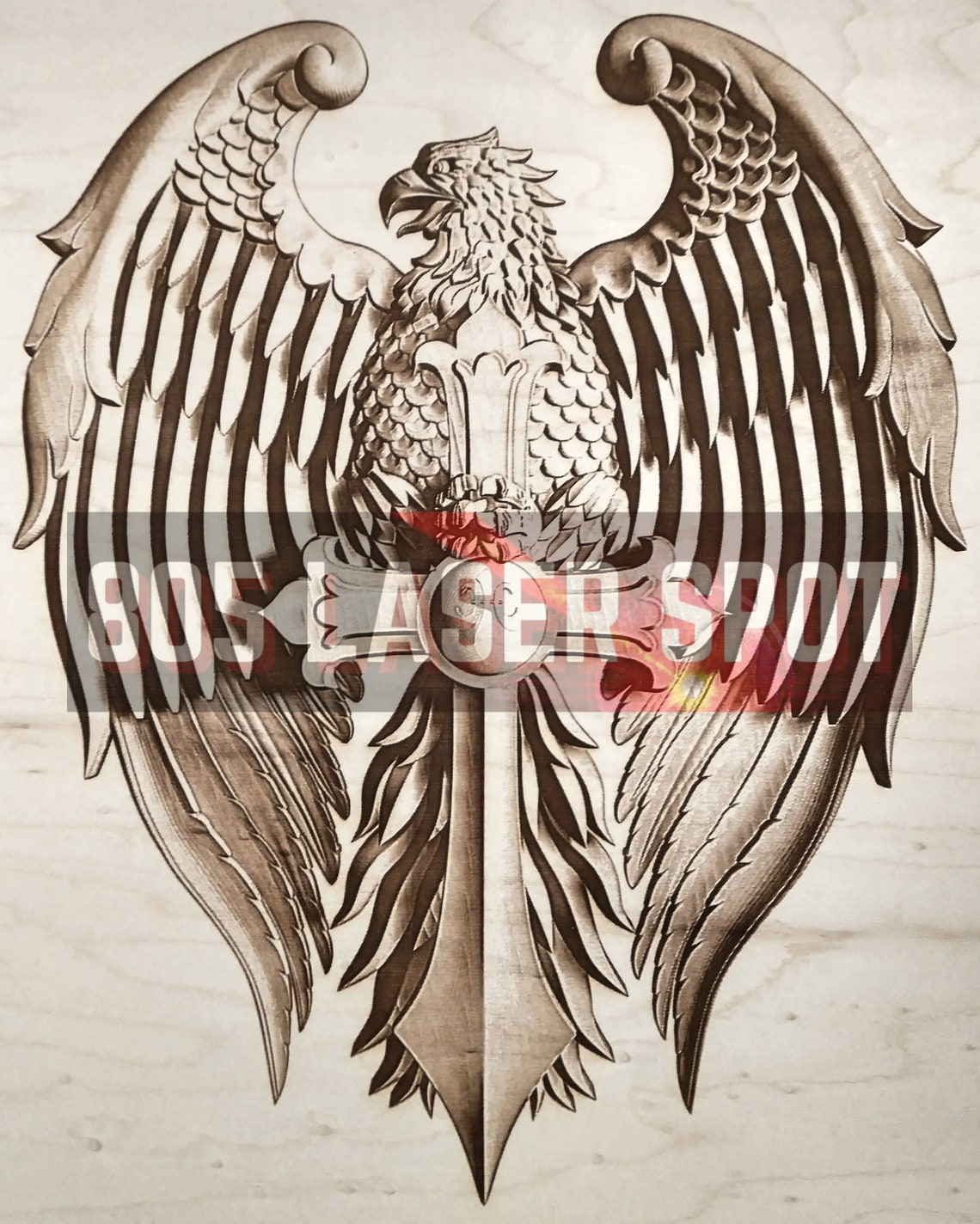 Digital Design File - Eagle Cross - Glowforge - Laser Ready - Engrave ...
