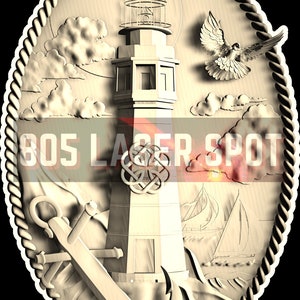 Digital Design File - Lighthouse 2 - Glowforge - Laser Ready - Engrave - SVG - 10" x 7" - Wood Engraving - 3D Illusion