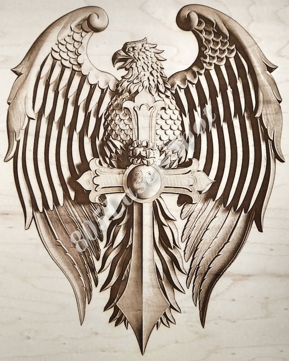 Digital Design File Eagle Cross Glowforge Laser Ready - Etsy