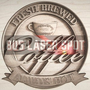 Archivo de diseño digital - Letrero de café - Glowforge - Compatible con láser - Grabado - SVG - 10&quot; x 10&quot; - Grabado en madera - Ilusión 3D