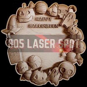 Digitaal ontwerpbestand - Happy Halloween - Glowforge - Laser Ready - Graveren - SVG - 10 "x 10" - Houtgravure - 3D Illusie