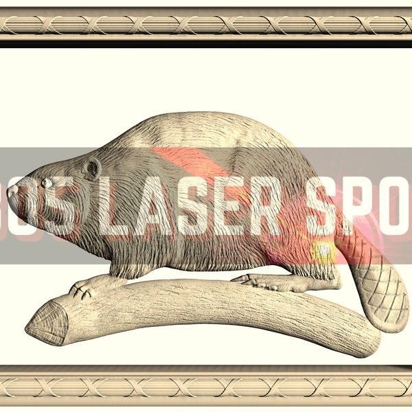 Digital Design File - Beaver Framed - Glowforge - Laser Ready - Engrave - SVG - 10" x 12.5" - Wood Engraving - 3D Illusion