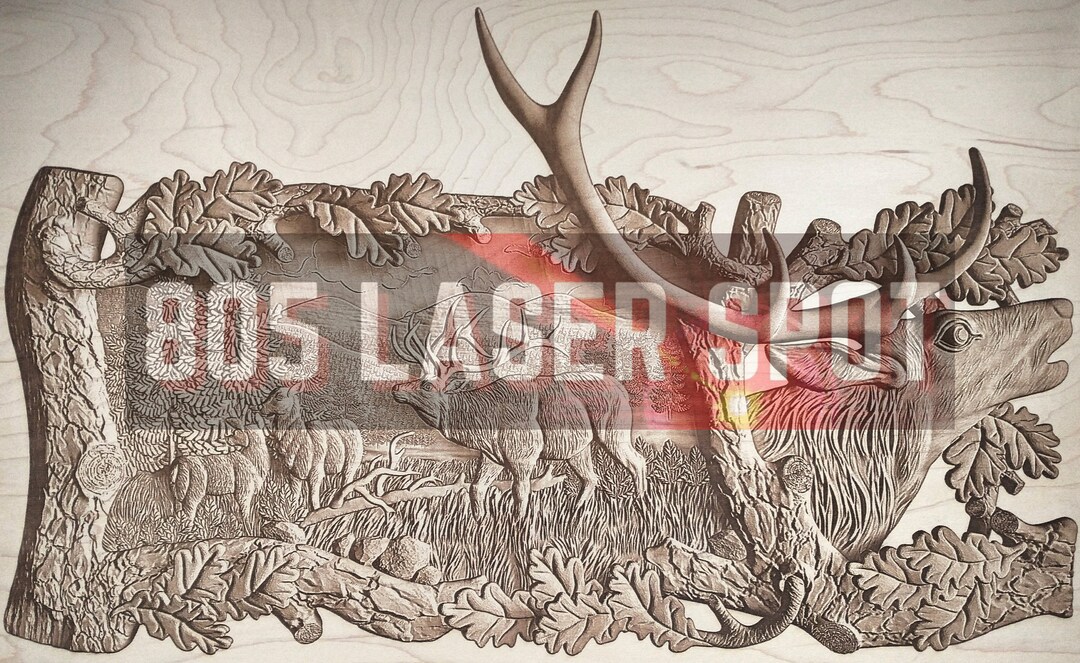Digital Design File - Deer Scene - Glowforge - Laser Ready - Engrave ...