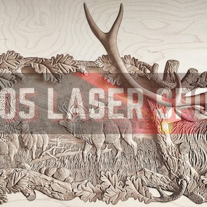 Digitale Designdatei - Hirsch Motiv - Glowforge - Laser Ready - Gravieren - SVG - 10 &quot;x 16&quot; - Holzgravur - 3D Illusion