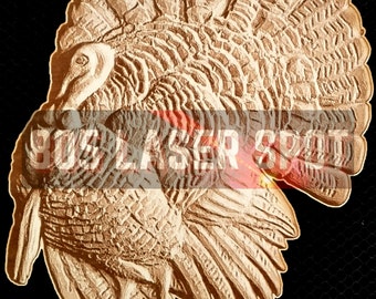 Digital Design File - Turkey - Glowforge - Laser Ready - Engrave - SVG - 10" x 8" - Wood Engraving - 3D Illusion