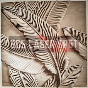Digital Design File - Feathers - Glowforge - Laser Ready - Engrave - SVG - 10&quot; x 10&quot; - Wood Engraving - 3D Illusion