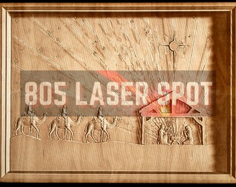 Digital Design File - Three Kings Jesus Born - Glowforge - Laser Ready - Engrave - SVG - 10" x 13" - Wood Engraving - 3D Illusion