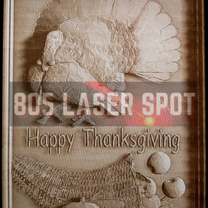 Digitaal ontwerpbestand - Happy Thanksgiving Framed - Glowforge - Laser Ready - Graveren - SVG - 10 "x 7" - Houtgravure - 3D Illusie