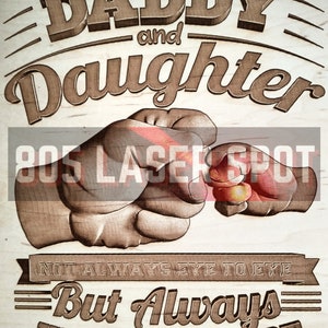 Digitales Design - Daddy und Tochter - Glowforge - Laser bereit - Gravur - SVG - 10 "x 8" - Holzgravur - 3D Illusion