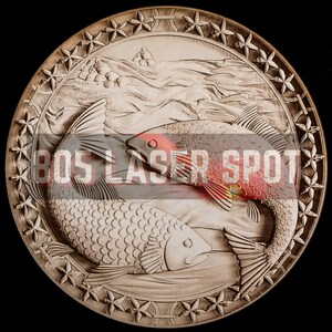 Digital Design File - Zodiac Pisces - Glowforge - Laser Ready - Engrave - SVG - 10&quot; x 10&quot; - Wood Engraving - 3D Illusion