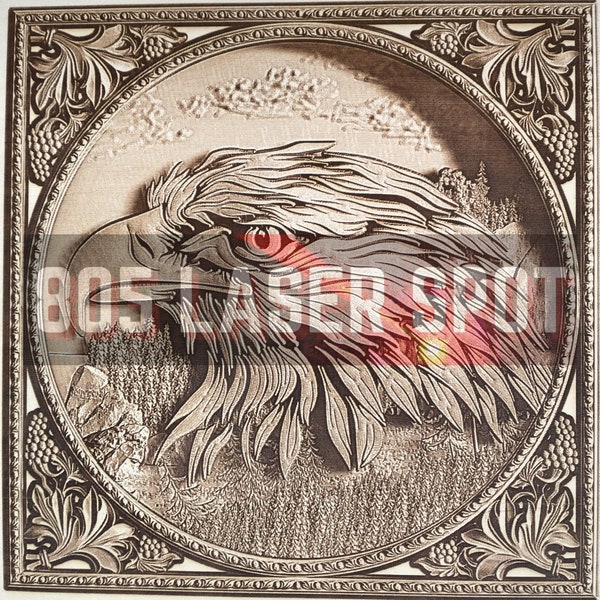 Digital Design File - Eagle Head - Glowforge - Laser Ready - Engrave - SVG - 10" x 10" - Wood Engraving - 3D Illusion