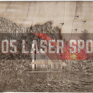 Digital Design File - Lake House - Glowforge - Laser Ready - Engrave - SVG - 10&quot; x 15.6&quot; - Wood Engraving - 3D Illusion