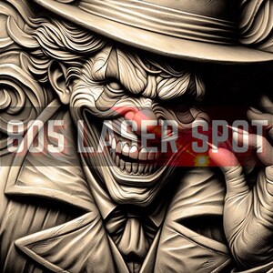 Archivo de diseño digital - Haunted Clown 3 - Glowforge - Compatible con láser - Grabado - SVG - 10" x 10" - Grabado en madera - Ilusión 3D