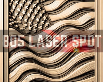 Digital Design File - American Flag 4 - Glowforge - Laser Ready - Engrave - SVG - 10" x 10" - Wood Engraving - 3D Illusion