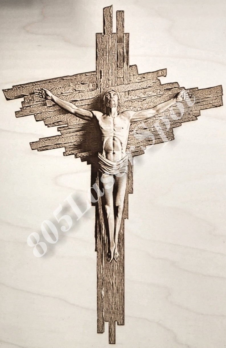 Glowforge SVG Wood Engraving 3D Illusion 10 x 7.5 Digital Design File Laser Ready Engrave Worship Hands Cross