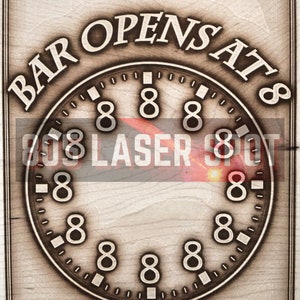 Digitaal ontwerpbestand - Bar Clock - Glowforge - Laser Ready - Graveren - SVG - 10 "x 8" - Houtgravure - 3D Illusie