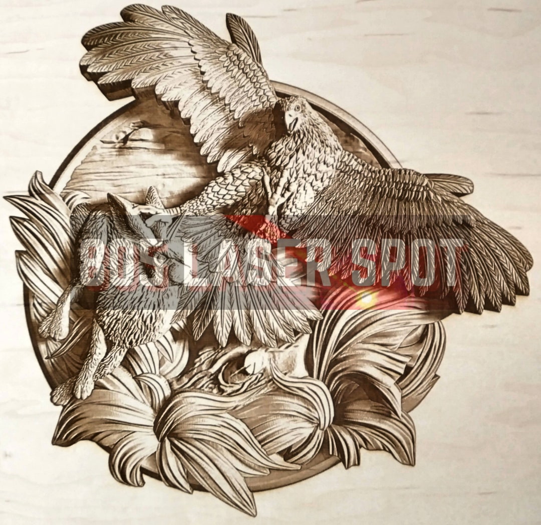 Digital Design File - Eagle and Rabbit - Glowforge - Laser Ready ...