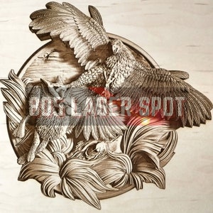 Digitale Designdatei - Adler und Hase - Glowforge - Laser Ready - Gravur - SVG - 10"x 10" - Holzgravur - 3D Illusion