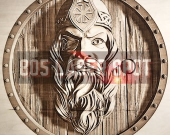 Digital Design File - Odin - Glowforge - Laser Ready - Engrave - SVG - 10" x 10" - Wood Engraving - 3D Illusion