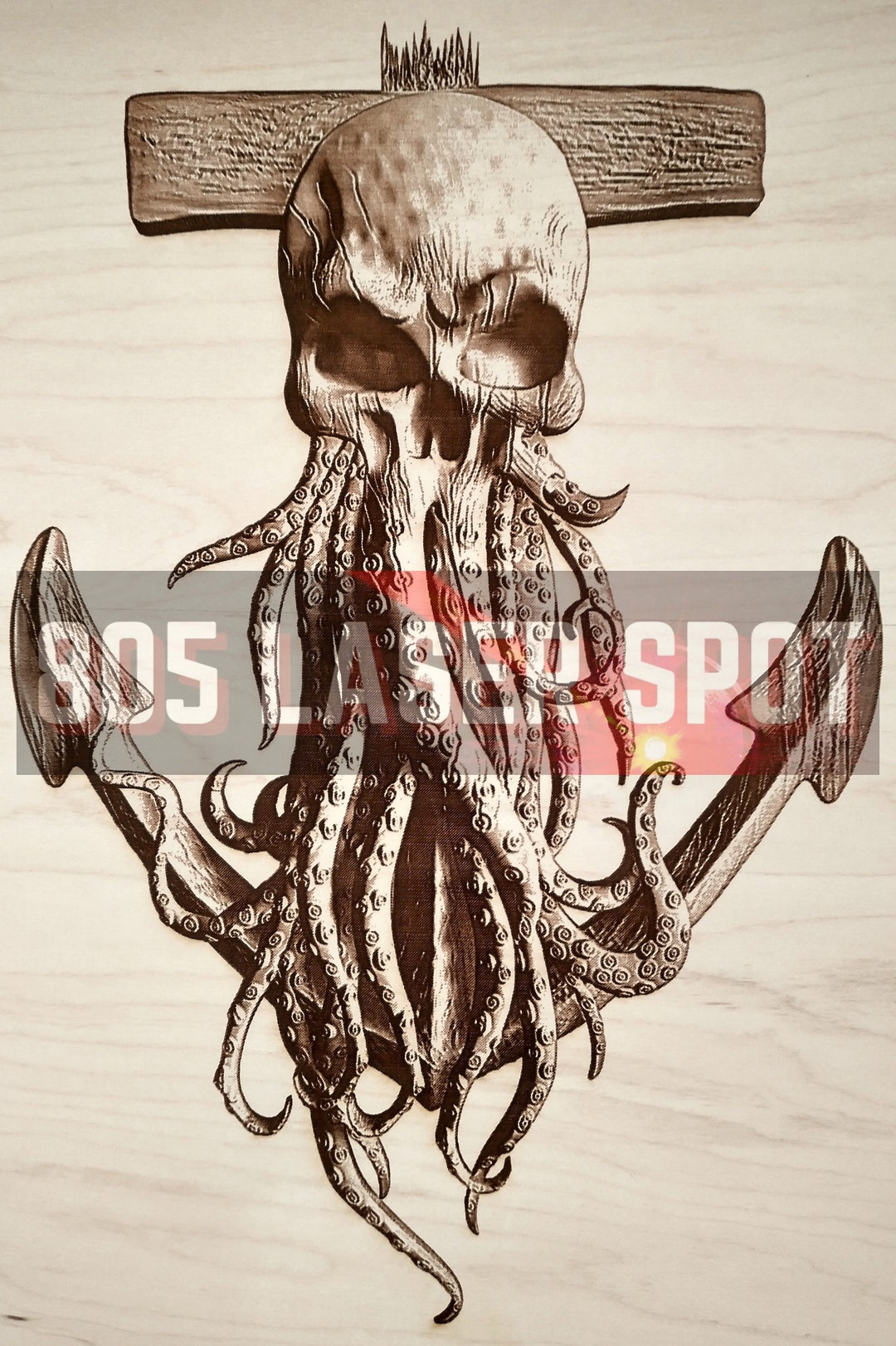 Digital Design File - Kraken Anchor Skull - Glowforge - Laser
