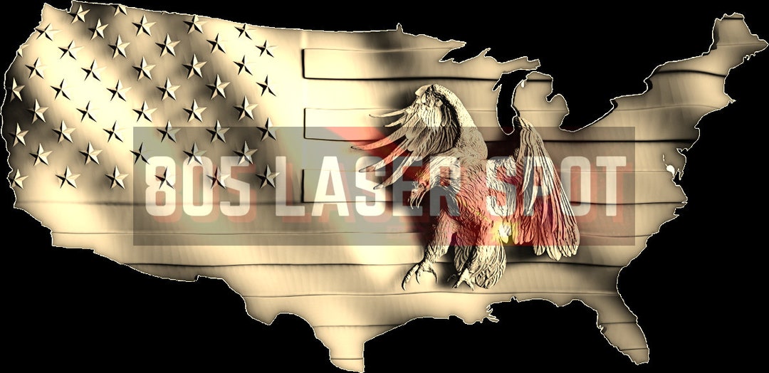 Digital Design File - USA Map Flag With Eagle - Glowforge - Laser Ready ...
